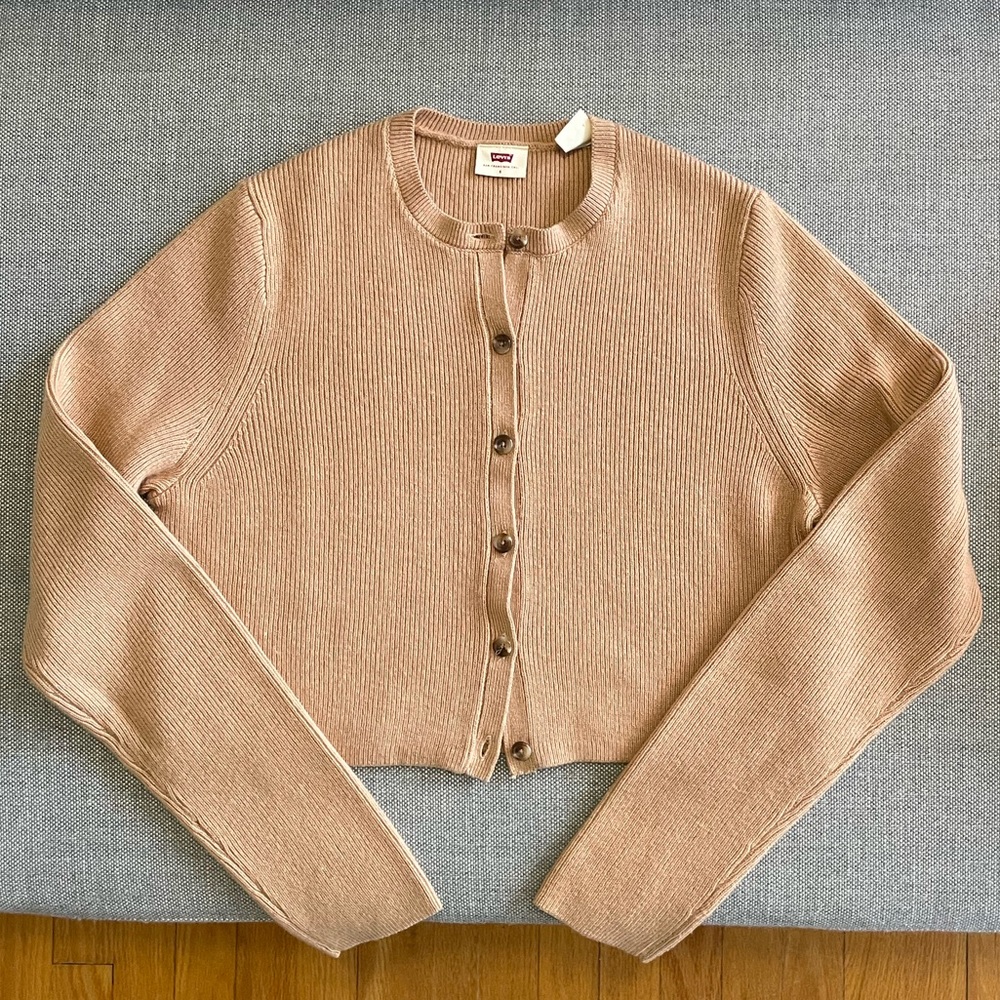 Camel Color Cropped Levi’s Cardigan Small